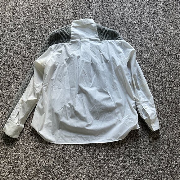 Sacai Japan Gray Docking Braided Knit Cardigan Top Sz 1 - Picture 2 of 7